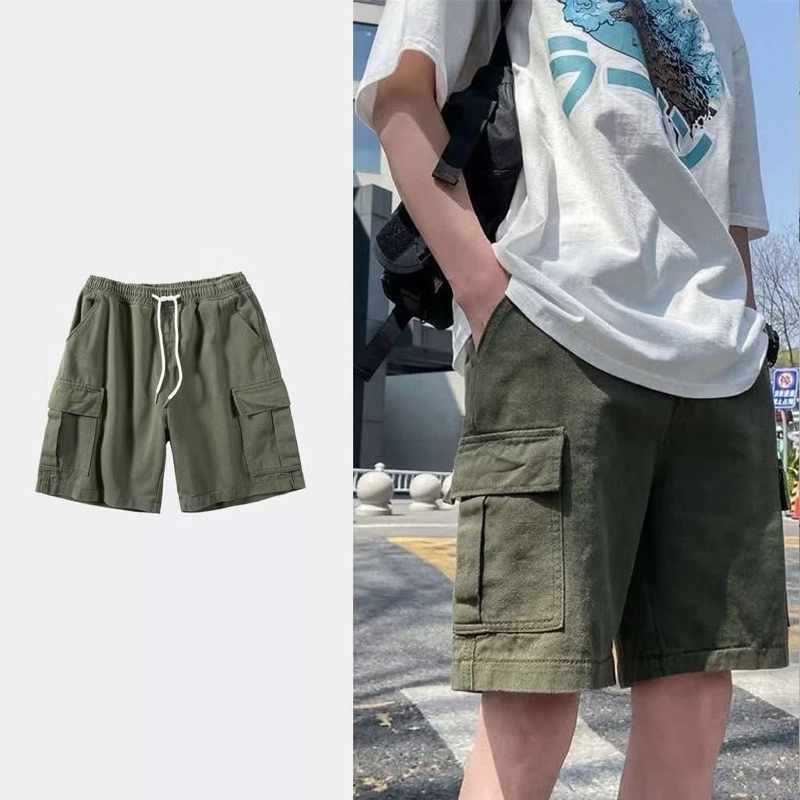 Quần short nam kaki có túi chất liệu vải KaKi trơn cao cấp thoáng mát không xù