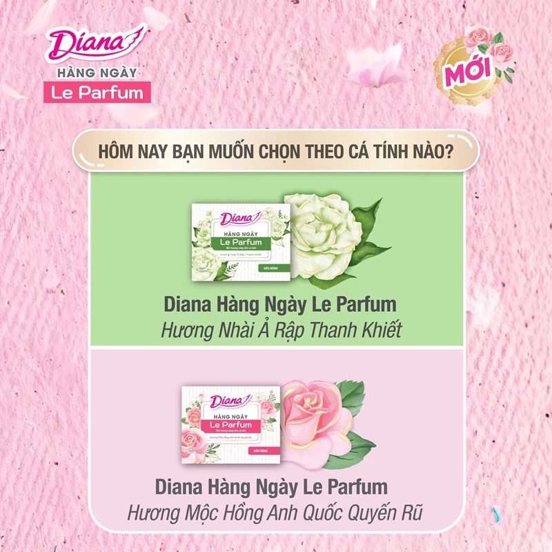 [MỚI RA MẮT] Băng vệ sinh Diana hằng ngày Le Parfum hương mộc hồng Anh Quốc quyến rũ 40 miếng