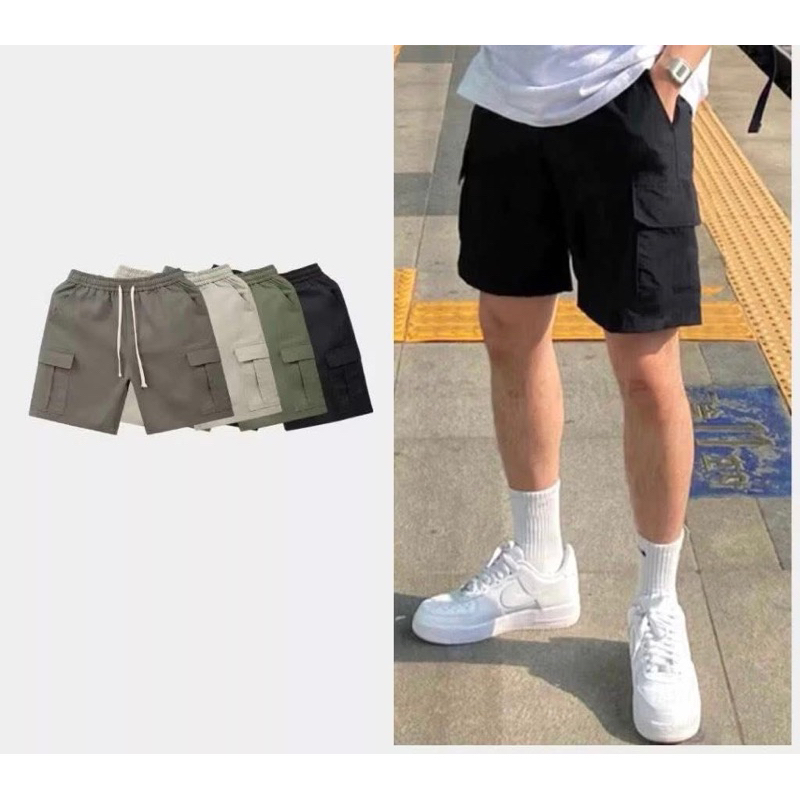 Quần short nam kaki có túi chất liệu vải KaKi trơn cao cấp thoáng mát không xù