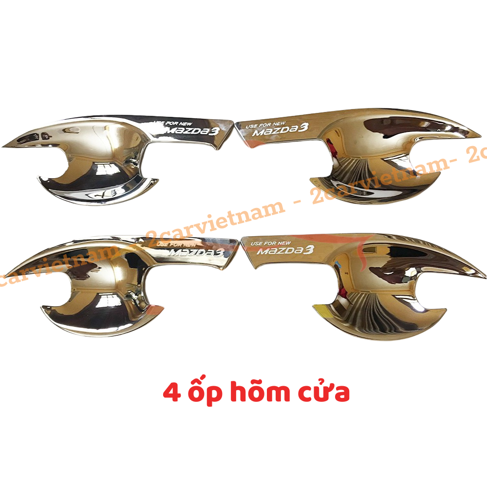 Ốp tay nắm, hõm cửa xe Mazda 3 đời 2016 - 2024, 2025 , Mazda3 Nhựa ABS mạ crom cao cấp
