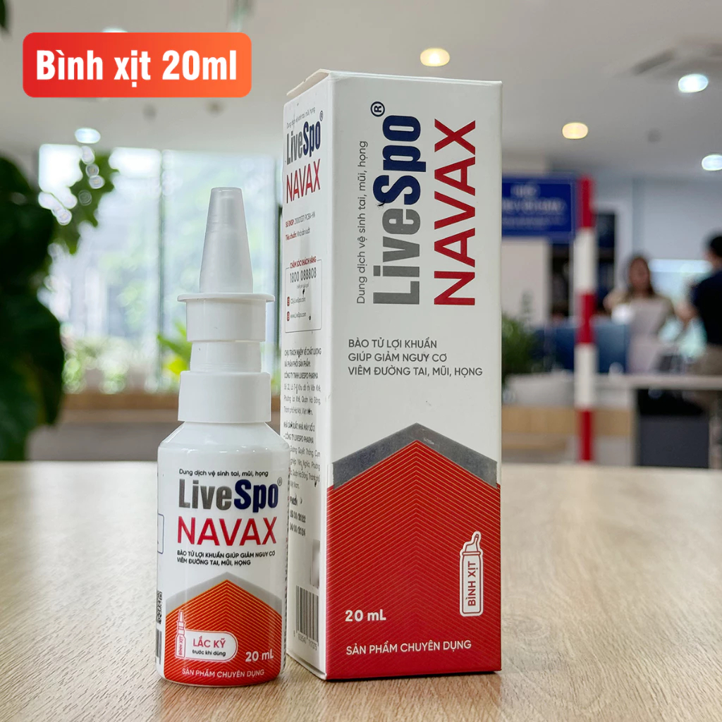 Combo 1 Bình xịt LiveSpo Navax chuyên dụng 20ml và 1 LiveSpo Navax sơ sinh và trẻ em 10 ống