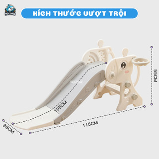Cầu Trượt Cho Bé Hình Hươu, Cầu Trượt Cho Bé Kèm Đồ Chơi Bóng Rổ Cho Bé Rèn Luyện Thể Chất KS04