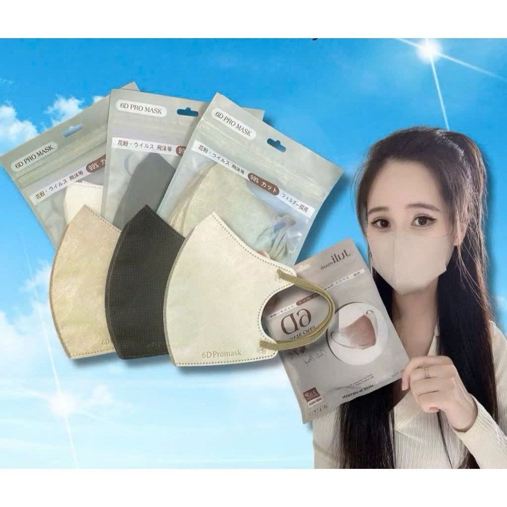 Set 100 chiếc Khẩu trang JULI 6D Promask Mix Đủ 6 Màu Trend,Kháng khuẩn, Qoai êm Thoải Mái