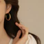 9LUX Khuyên tai vòng tròn đầu thon KT80 cá tính, bông tai nữ đẹp