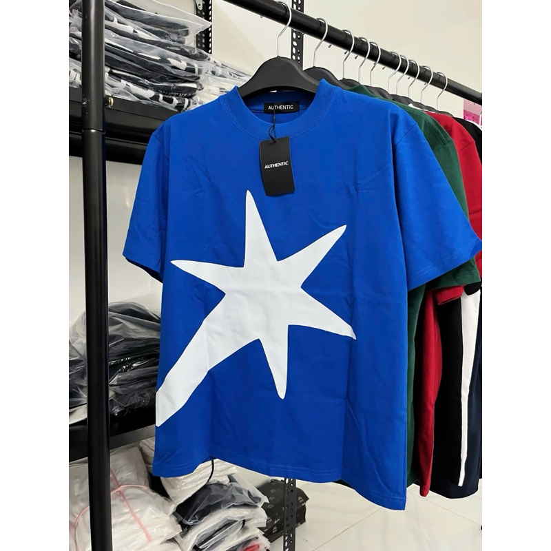 Áo Thun Ngôi Sao Bo Cổ Tròn Hình In Sắc Nét Chất Vải Cotton Hàng L1