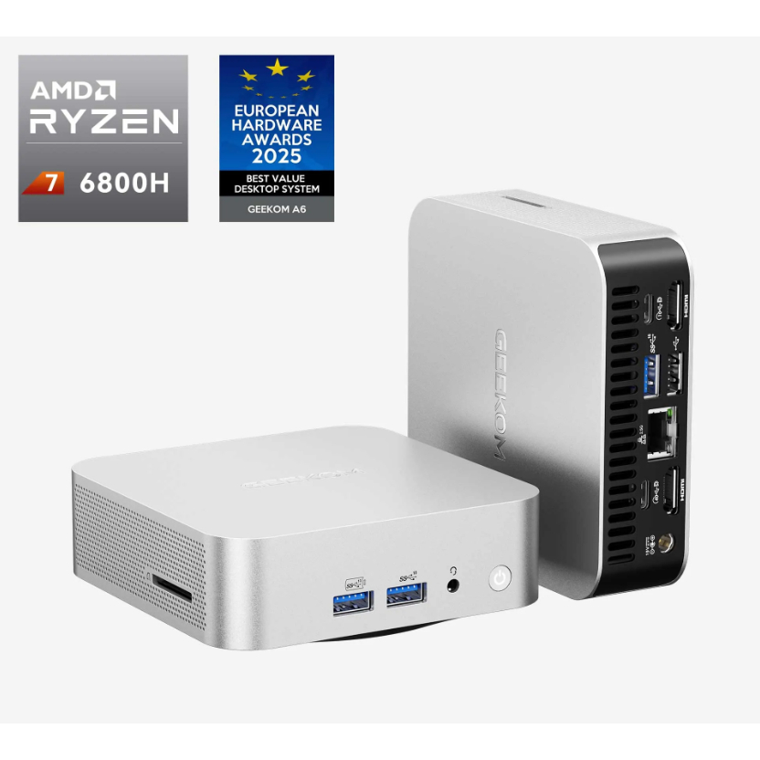 GEEKOM A6 Mini PC AMD Ryzen™ 7 6800H, 32GB RAM, 1TB SSD, Windows 11 Pro ...