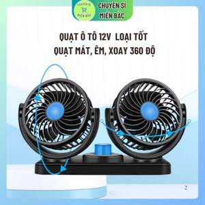 Quạt Ô Tô 12V Loại tốt – Quạt Mát, Êm, Xoay 360 Độ
