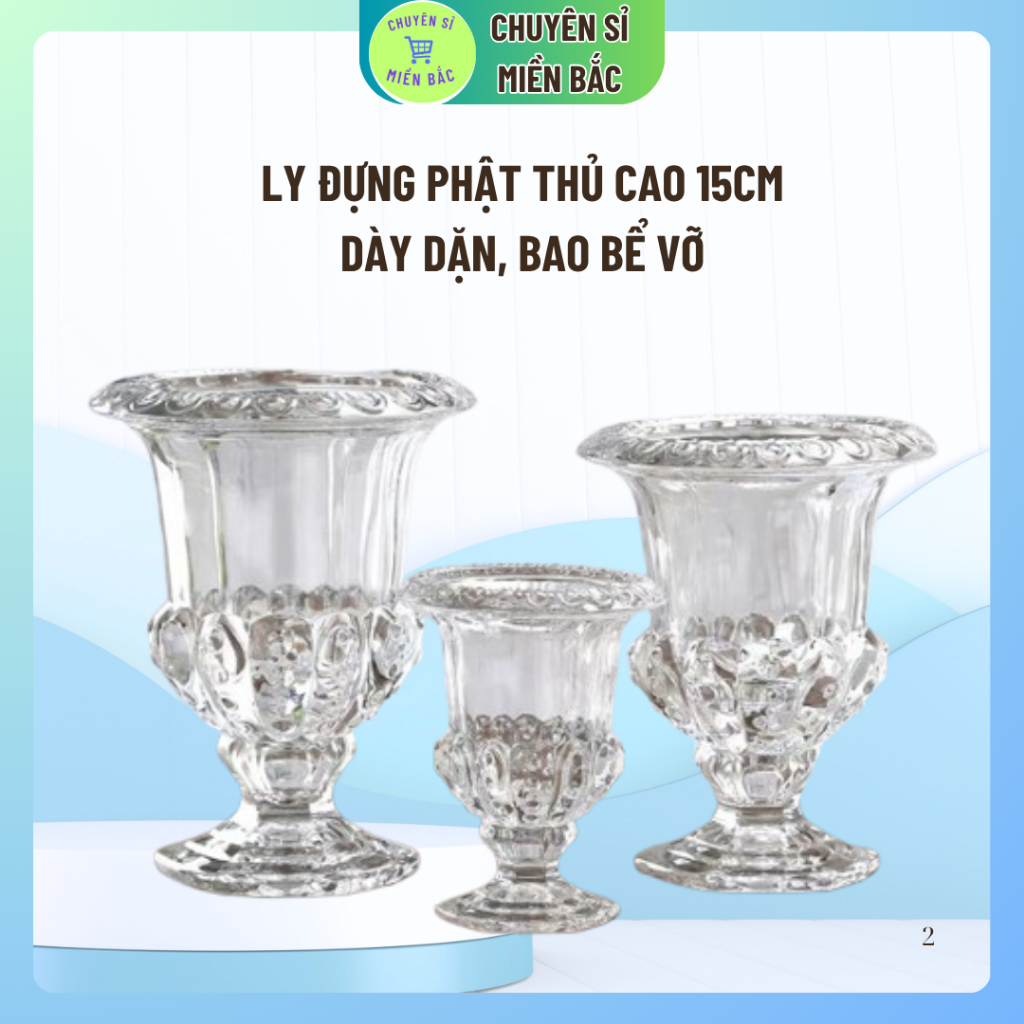 Ly đựng phật thủ cao 15cm, Cốc bày phật thủ thuỷ tinh dày dặn có 3 loại 15cm, 20cm 25cm