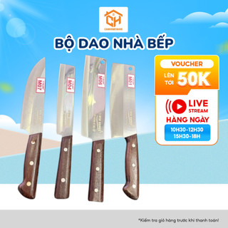 Bộ Dao Nhà Bếp Winhomes Thép Trắng Không Gỉ Cán Gỗ Mun – Dao Thái, Chặt, Lọc Tiện Lợi | Cam Homeware