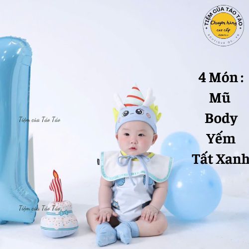 ( HÀNG CÓ SẴN )Set bộ bodysuit Rồng Vàng, Rồng phun lửa kèm mũ Tặng kèm tất cho bé 5-13kg  cho bé trai, bé gái Hàn Quốc