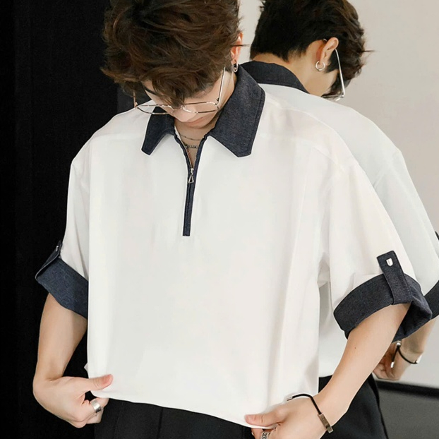 Áo Polo nam cao cấp PHỐI JEANS sợi vải Cotton Lạnh, RegularFit, tinh tế - SHINGHAI
