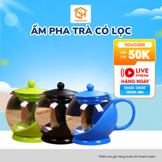 Ấm Pha Trà Thủy Tinh A112 Có Lõi Lọc 1250ml, Bình Pha Trà Thủy Tinh Có Lưới Lọc Inox, Bình Ủ Trà Cam Homeware