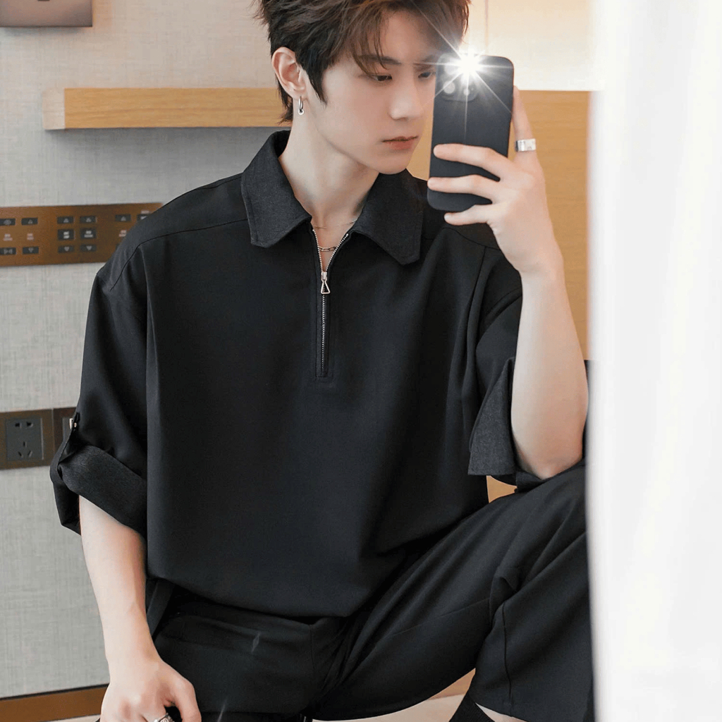 Áo Polo nam cao cấp PHỐI JEANS sợi vải Cotton Lạnh, RegularFit, tinh tế - SHINGHAI