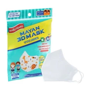 TÚI 5 Cái Khẩu Trang màu trắng MAYAN 3D PM2.5 Kids++ cho trẻ em loại vải kháng khuẩn