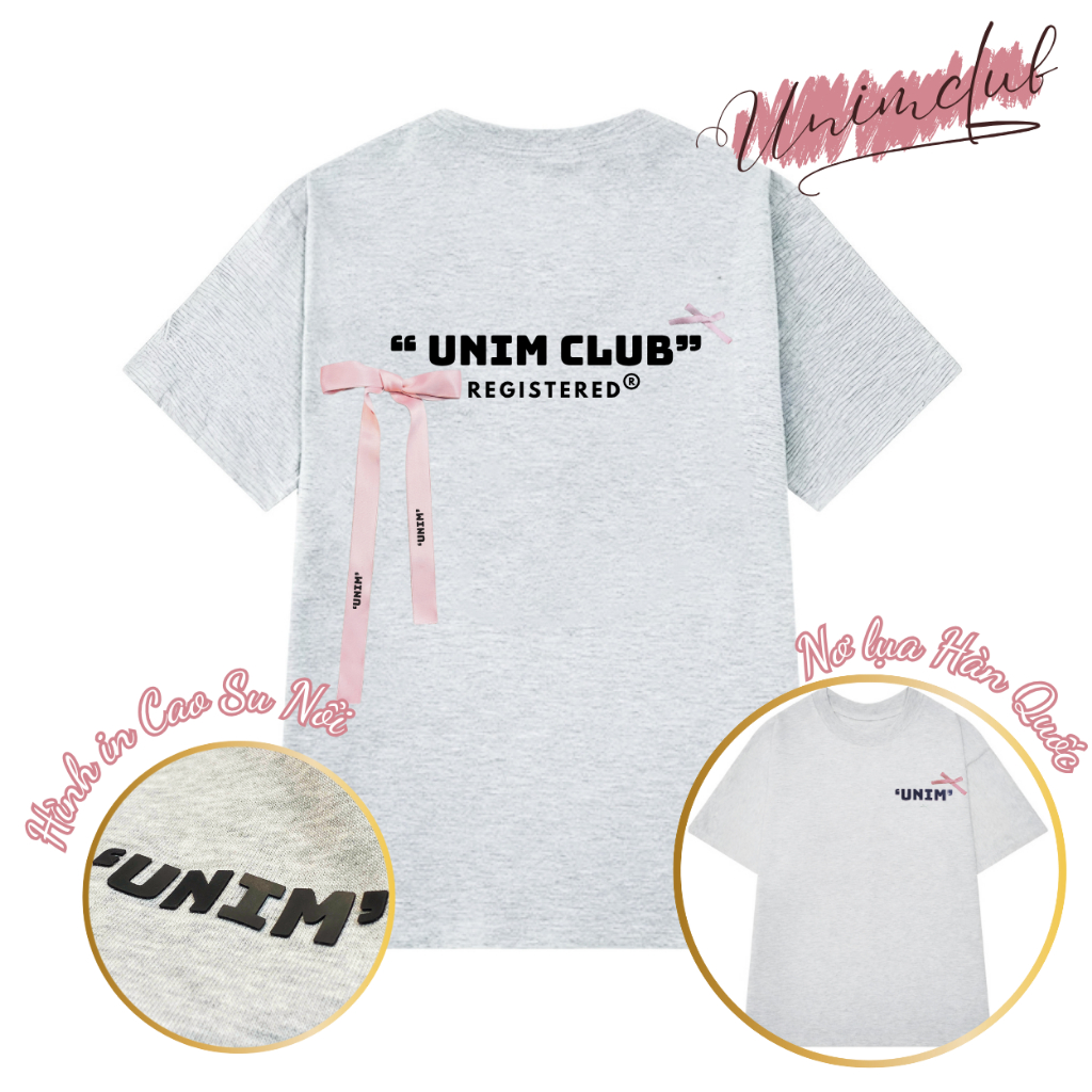 [Tặng Kèm Nơ Lụa] Áo Thun Nơ Lụa In Cao Su Nổi Unim Club Hottrend Nhiều Màu Vải Cotton 250 Gsm Cao Cấp - APN
