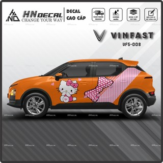 Tem dán xe VF5 - Decal dán xe VF5 MẪU TEM HELLO KITTY CÁ TÍNH . 1 bộ dán 2 bên ( mẫu VF5-008 )