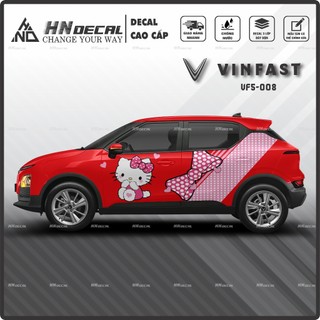 Tem dán xe VF5 - Decal dán xe VF5 MẪU TEM HELLO KITTY CÁ TÍNH . 1 bộ dán 2 bên ( mẫu VF5-008 )