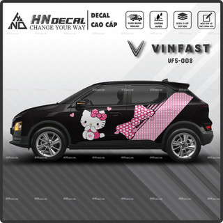 Tem dán xe VF5 - Decal dán xe VF5 MẪU TEM HELLO KITTY CÁ TÍNH . 1 bộ dán 2 bên ( mẫu VF5-008 )