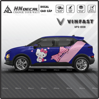 Tem dán xe VF5 - Decal dán xe VF5 MẪU TEM HELLO KITTY CÁ TÍNH . 1 bộ dán 2 bên ( mẫu VF5-008 )