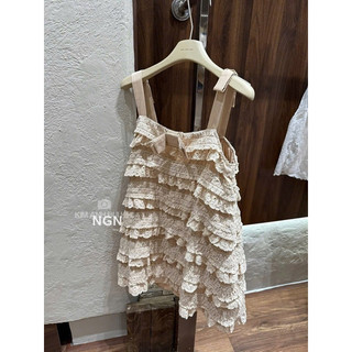 Váy Ren Tầng 2 Dây Đính Nơ KAB [Sẵn Ship]