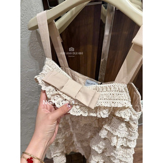Váy Ren Tầng 2 Dây Đính Nơ KAB [Sẵn Ship]