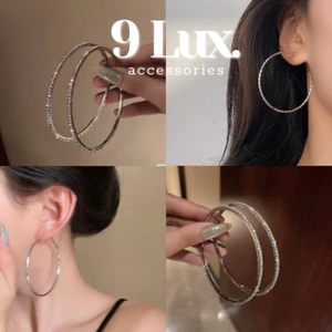 FULL SIZE Khuyên tai tròn bông tai nữ vòng tròn to sáng trẻ trung KT07