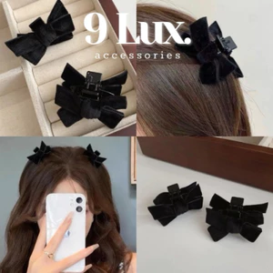 Set 2 kẹp nơ nhung đen phồng tóc xinh yêu