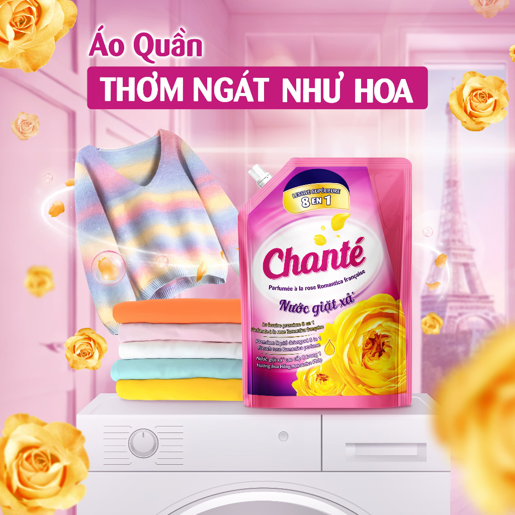 [Hannah - Masan] Combo 2 Túi Nước Giặt Xả Chanté Cao Cấp 8 Trong 1