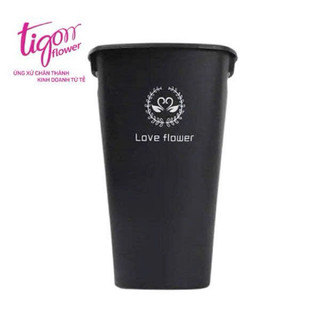 [5XODENTRUNG] - Combo 5 xô nhựa đen chữ nhỏ đựng hoa, lá, decor nhà cửa, cửa hàng size trung (16.5x26x41cm)