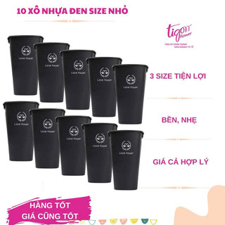 [10XODENNHO] - Combo 10 xô nhựa đen chữ nhỏ đựng hoa, lá, decor nhà cửa, cửa hàng size nhỏ (12.5x19.5x30.5cm)