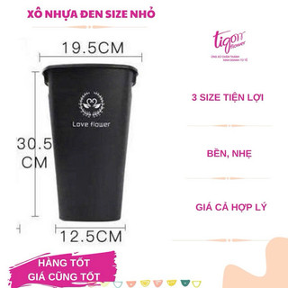 [5XODENNHO] - Combo 5 xô nhựa đen chữ nhỏ đựng hoa, lá, decor nhà cửa, cửa hàng size nhỏ (12.5x19.5x30.5cm)