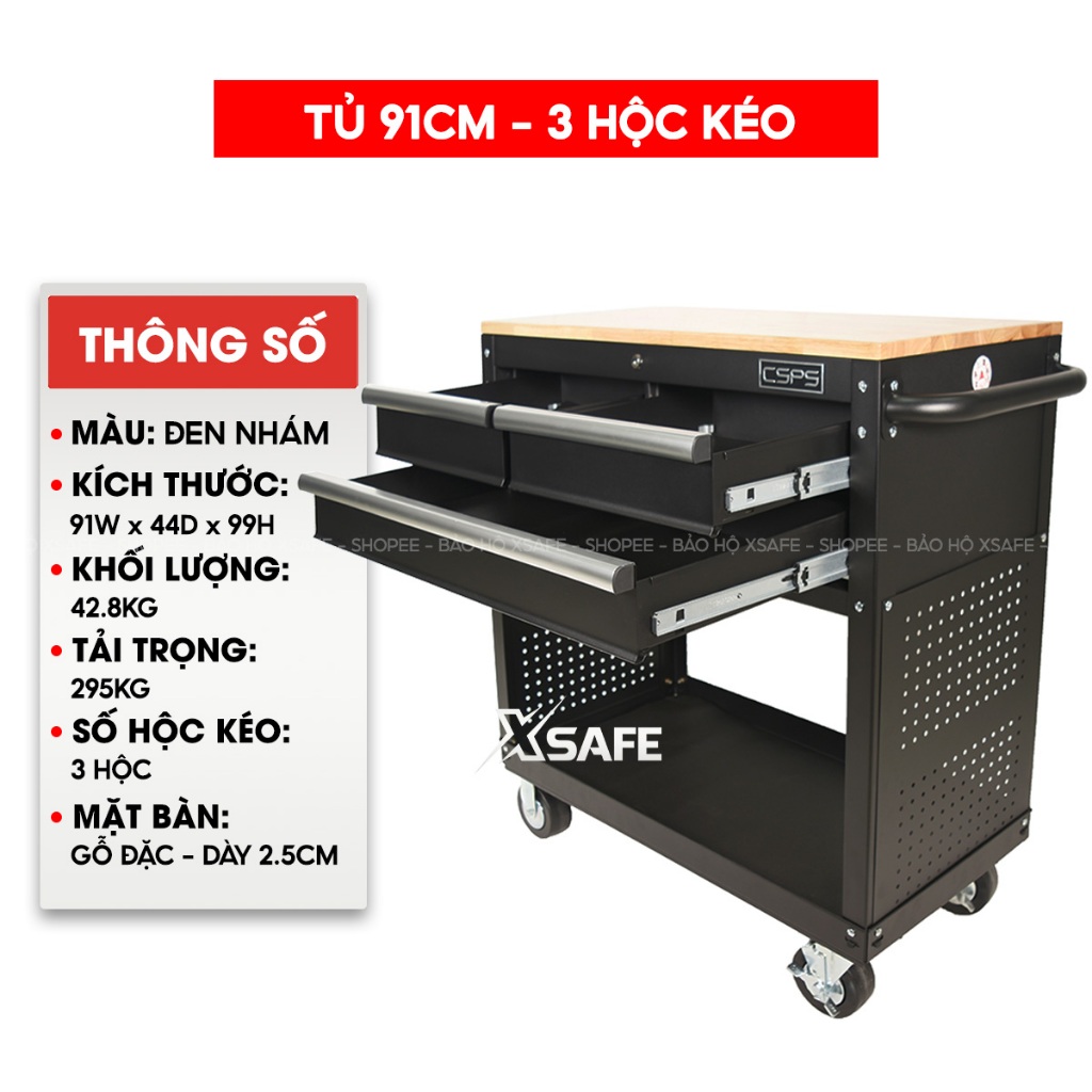 Tủ đồ nghề di động 76cm CSPS VNTC07607BB5M 7 hộc kéo, tổng tải