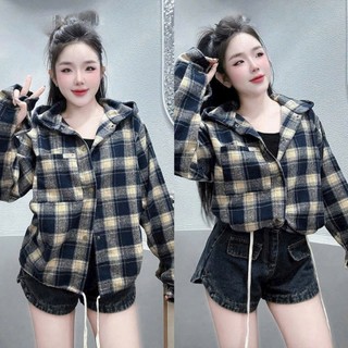 ÁO KHOÁC SƠ MI CARO 1 TÚI NÓN TO CHỐNG NẮNG TỐT FORM RỘNG THOẢI MÁI PHONG CÁCH TRẺ TRUNG CÁ TÍNH PHÙ HỢP THỜI TRANG