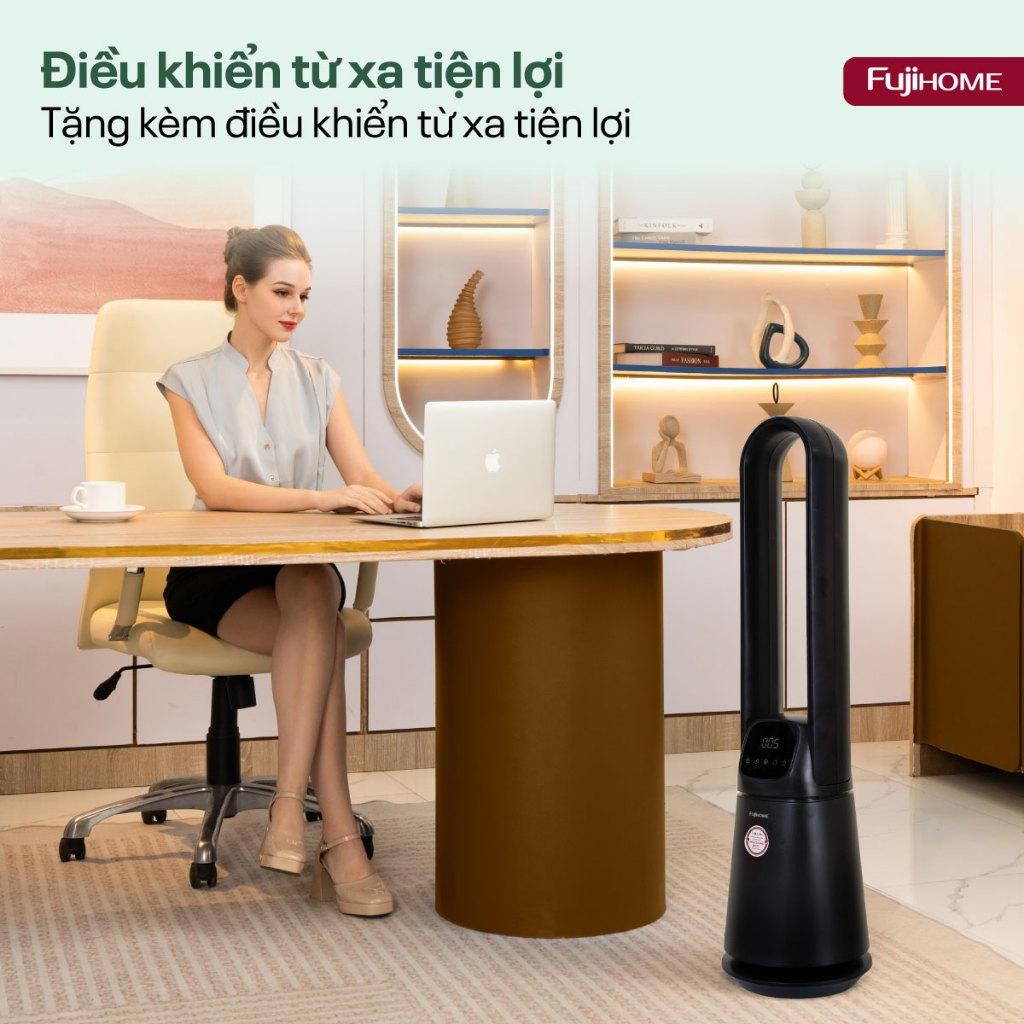 Quạt thông minh không cánh FUJIHOME BF065 lọc Ion âm + UV, Quạt hiện đại cao cấp cảm ứng remote DC tiết kiệm điện