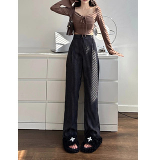 Quần Kẻ Ống Rộng ELEGANTE Bản Cao Cấp Siêu Tôn Dáng, Che Khuyết Điểm Đôi Chân Cực Tốt Phối Đồ Dễ Dàng