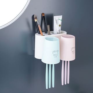 Kệ bàn chải đánh răng dán tường hình cá voi , Giá để bàn chải  kèm 2 cốc 0865