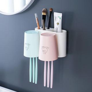 Kệ bàn chải đánh răng dán tường hình cá voi , Giá để bàn chải  kèm 2 cốc 0865