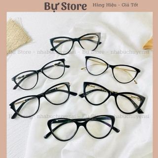 Các Gọng kính cận nữ, kính gọng mắt mèo nhựa dẻo kim loại trắng đen - Bự Store