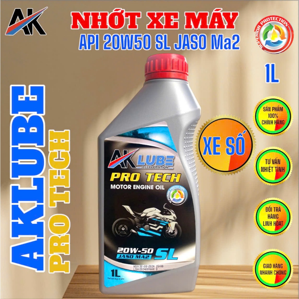 DẦU NHỚT      AKLUBE PROTECH 20W50 SL 4T