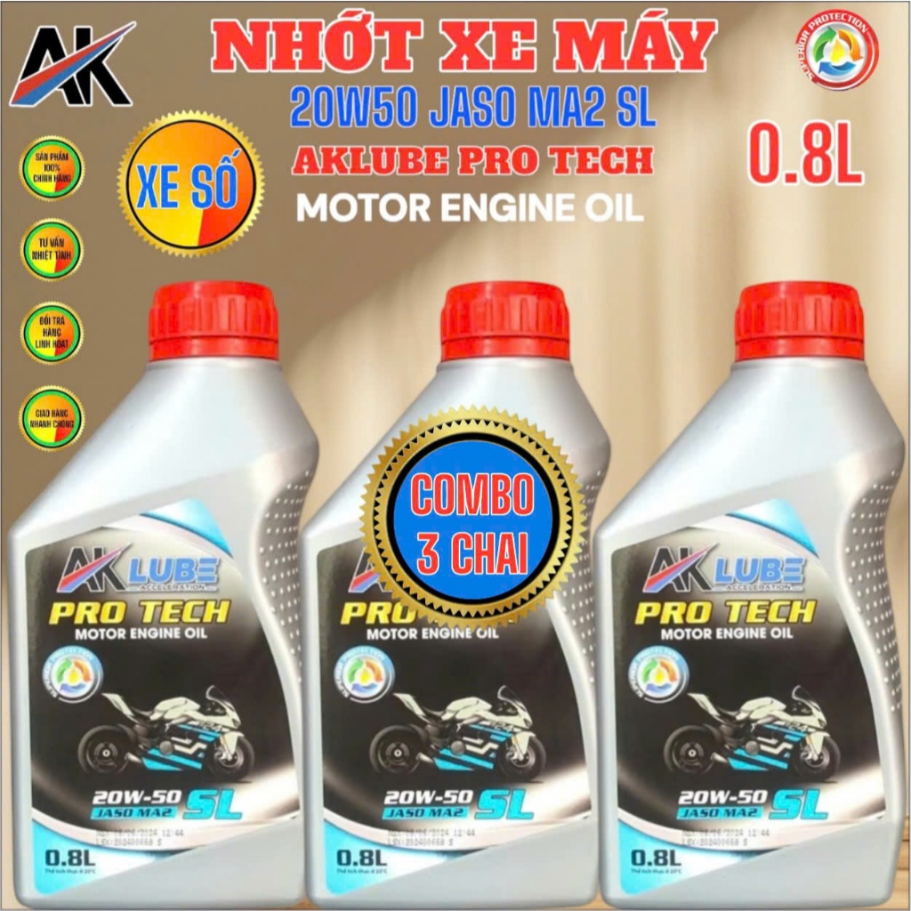 COMBO 3 CHAI DẦU NHỚT AKLUBE PROTECH 20W50