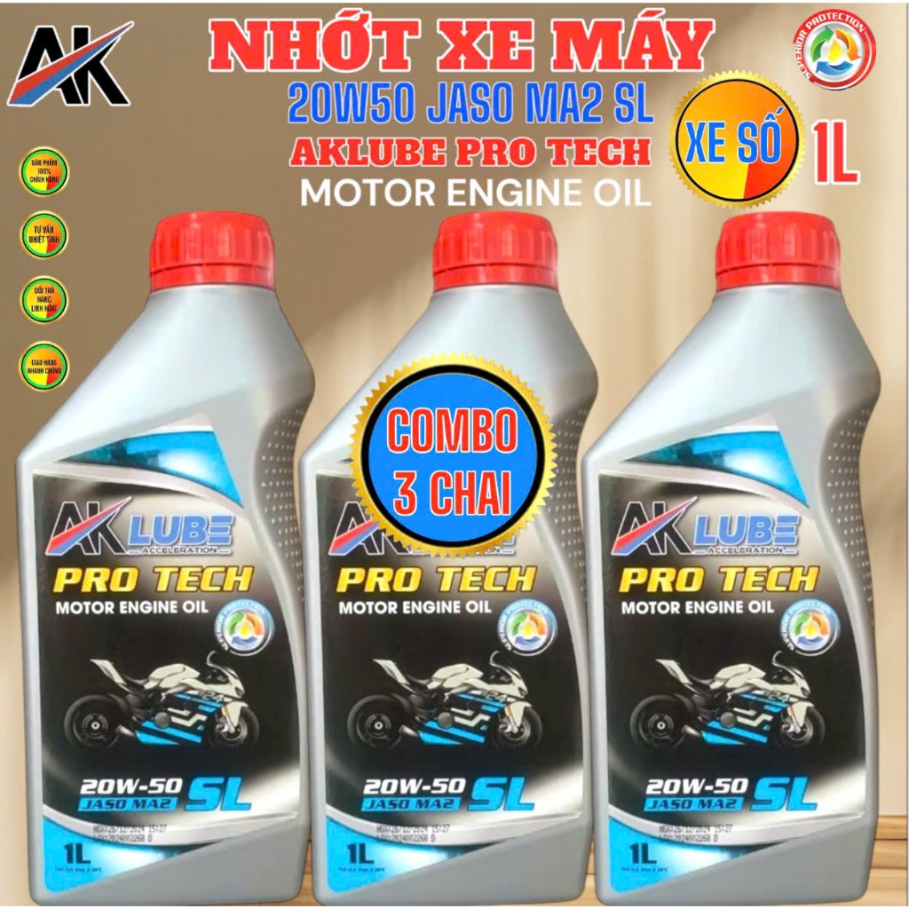 COMBO 3 CHAI DẦU NHỚT AKLUBE PROTECH 20W50