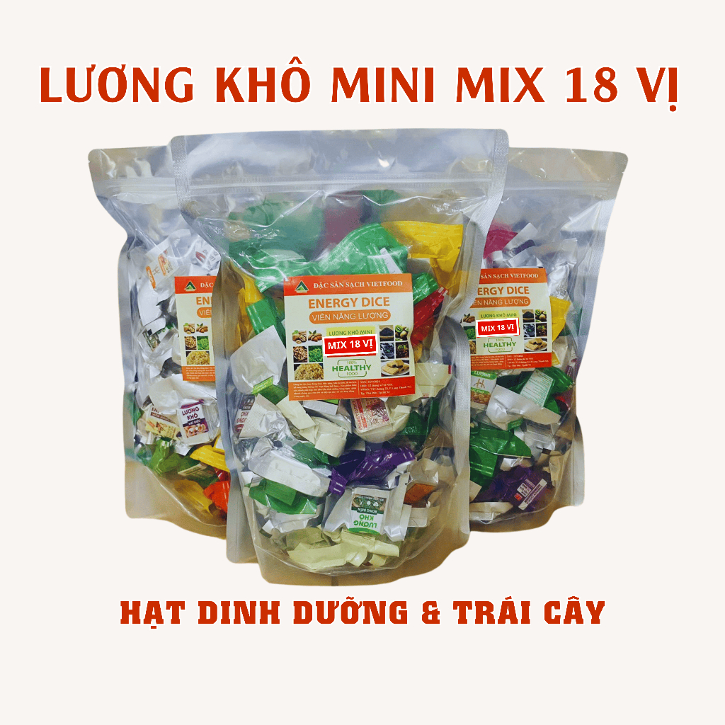 1Kg Lương khô mini mix 18 vị ngũ cốc và trái cây thơm ngon dinh dưỡng ...