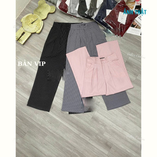 Quần Kẻ Ống Rộng ELEGANTE Bản Cao Cấp Siêu Tôn Dáng, Che Khuyết Điểm Đôi Chân Cực Tốt Phối Đồ Dễ Dàng