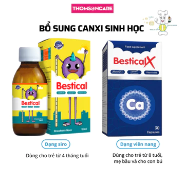 Canxi hữu cơ cho bé Canxi Bestical 120ml, canxi d3 k2, canxi tăng chiều cao cho trẻ vượt trội