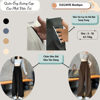 Quần Ống Rộng ELEGANTE Cao Cấp Phối Viền Túi, Viền Cạp Siêu Sang Chảnh 4 Màu Phối Đồi Cực Xinh.