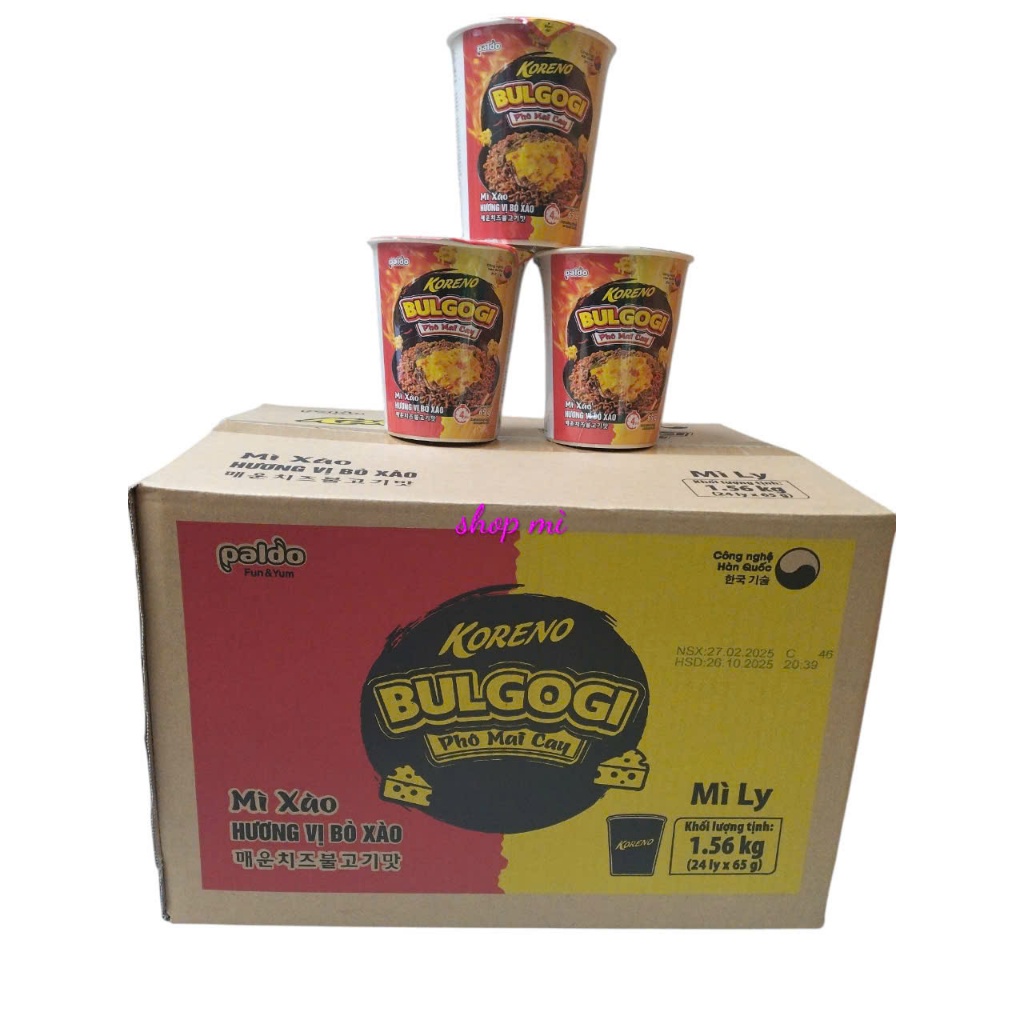 Thùng mì ly các loại (Yesmom, 3 Miền, Mì Koreno, Modern, Hảo Hảo, Life cup, Aone 5 vị