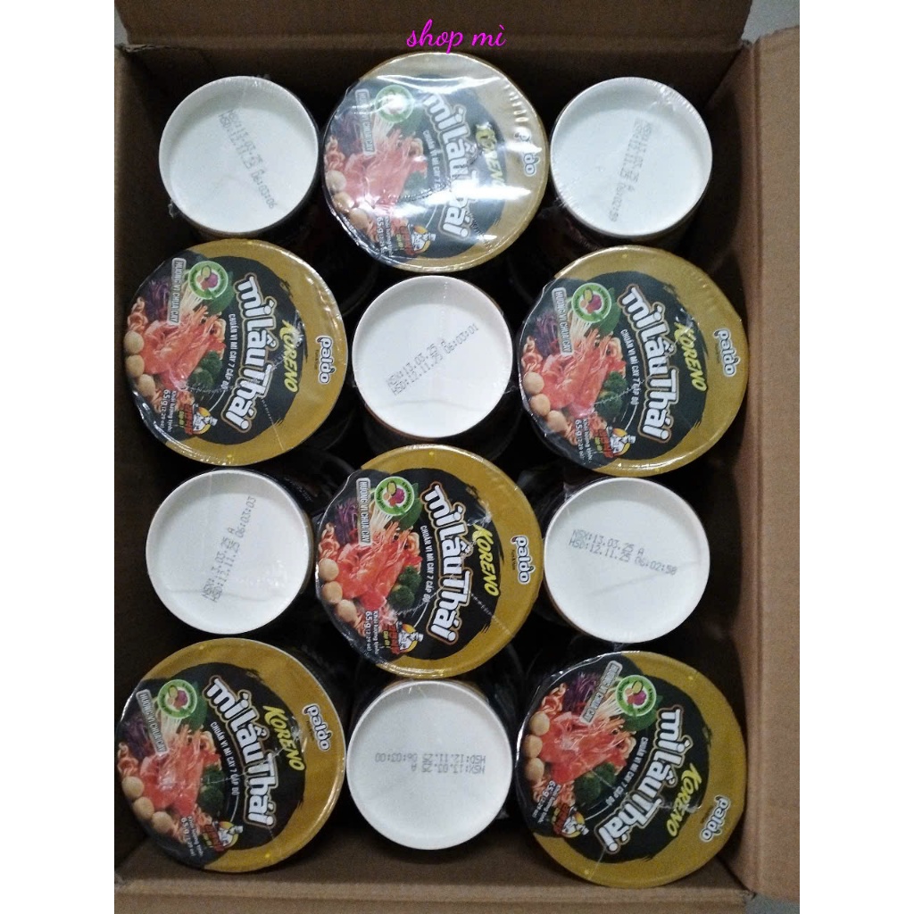 Thùng mì ly các loại (Yesmom, 3 Miền, Mì Koreno, Modern, Hảo Hảo, Life cup, Aone 5 vị