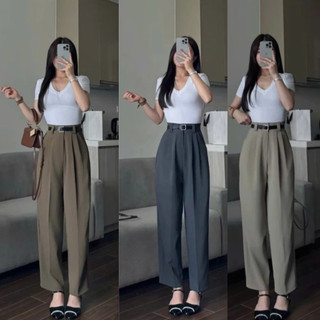 Quần Baggy Nữ Lưng Cao Dáng Công Sở Chất Liệu GOLD Nhật Mềm Mịn Siêu Tôn Dáng ELEGANTE