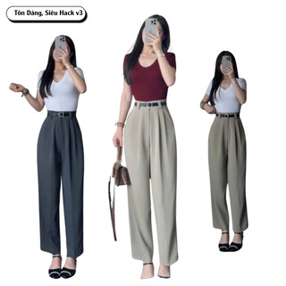 Quần Baggy Nữ Lưng Cao Dáng Công Sở Chất Liệu GOLD Nhật Mềm Mịn Siêu Tôn Dáng ELEGANTE