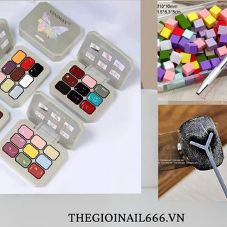 Combo Set Gel Dặm VINIMAY 9 Màu | Tặng Mút Dặm & Nam Châm Trái Tim | Tạo Hiệu Ứng Mắt Mèo Cực Đẹp
